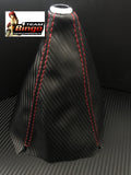 Universal Gear Shifter Boot Black Red Stitch Leather, Suede or Carbon Fiber